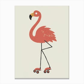 Flamingo On Roller Skates 1 Canvas Print