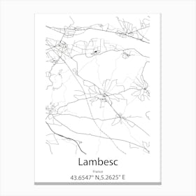 Lambesc,France Minimalist Map Canvas Print