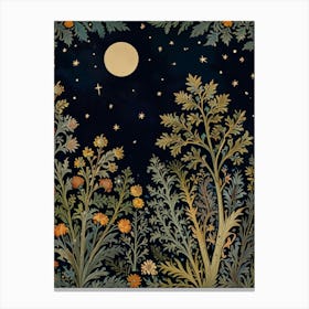 Moon In Forest Style William Morris 10 Canvas Print