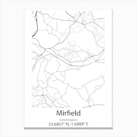 Mirfield,United Kingdom Minimalist Map Stampe su tela