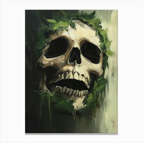 Skull With Leaves Canvas Print