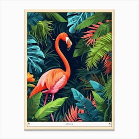 Greater Flamingo Kenya Tropical Illustration 6 Poster Canvas Print