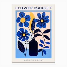 Blue Flower Market Poster Black Eyed Susan 2 Canvas Print