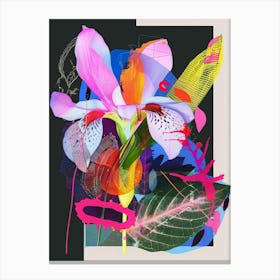 Cyclamen 4 Neon Flower Collage Canvas Print