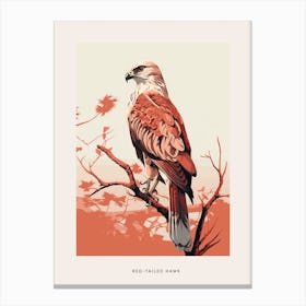 Minimalist Red Tailed Hawk 3 Bird Poster Canvas Print