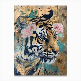 Tiger With Flowers 3 Canvas Print