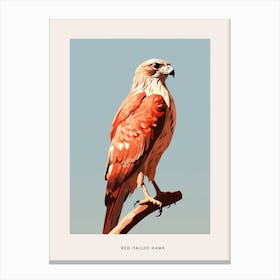 Minimalist Red Tailed Hawk 1 Bird Poster Canvas Print
