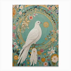 White Floral Dove Canvas Print