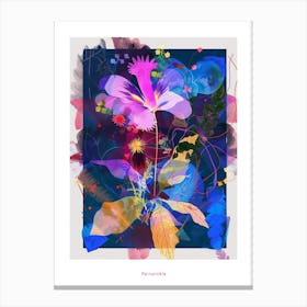 Periwinkle (Vinca) 3 Neon Flower Collage Poster Canvas Print