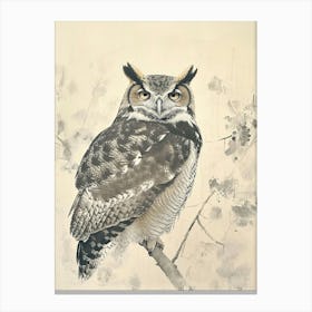 Verreauxs Eagle Owl Japanese Painting 2 Canvas Print