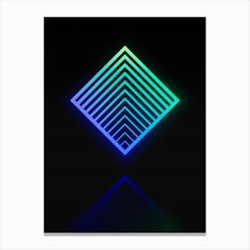Neon Blue and Green Abstract Geometric Glyph on Black n.0085 Canvas Print