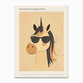 Storybook Style Unicorn With Sunglasses Muted Pastels 4 Poster Canvas Print