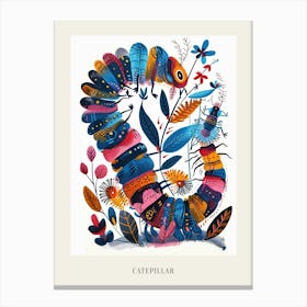 Colourful Insect Illustration Catepillar 4 Poster Canvas Print