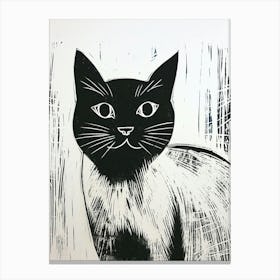 Birman Cat Linocut Blockprint 7 Canvas Print