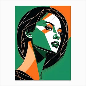 Geometric Woman Portrait Pop Art (15) Canvas Print