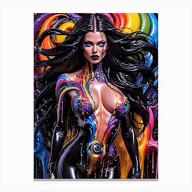 Woman In A Colorful Bodysuit Canvas Print