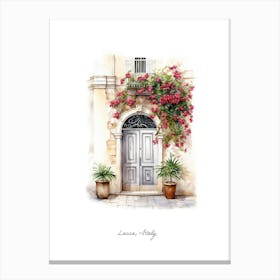 Lecce, Italy   Mediterranean Doors Watercolour Painting 4 Poster Canvas Print