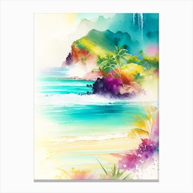 Kauai Hawaii Watercolour Pastel Tropical Destination Canvas Print