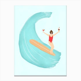 Beach Wave Girl Canvas Print