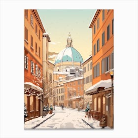 Vintage Winter Travel Illustration Florence Italy 2 Canvas Print