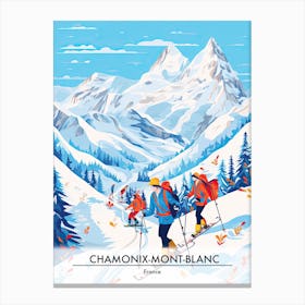 Chamonix Mont Blanc   France, Ski Resort Poster Illustration 6 Canvas Print