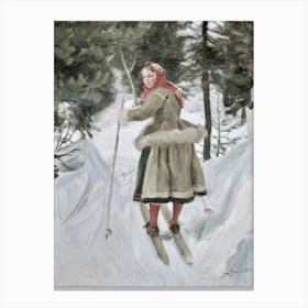 Girl On Skis 1 Canvas Print