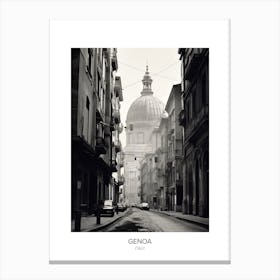 Poster Of Genoa, Italy, Black And White Photo 4 Canvas Print