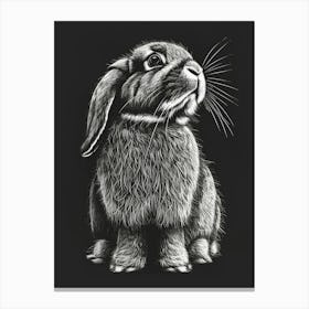 French Lop Blockprint Rabbit Illustration 3 Canvas Print