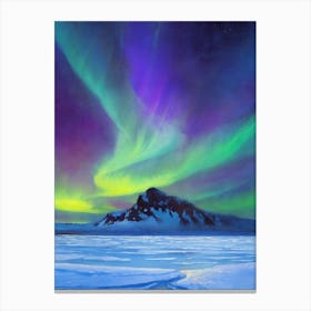 Panoramic Northern Lights Over A Remote Icy Tundra Canvas Print