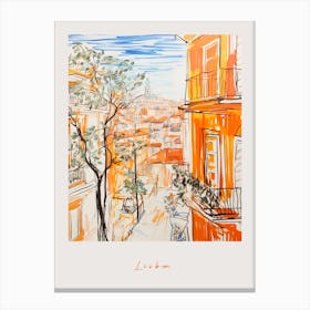 Lisbon Portugal 2 Orange Drawing Poster Canvas Print