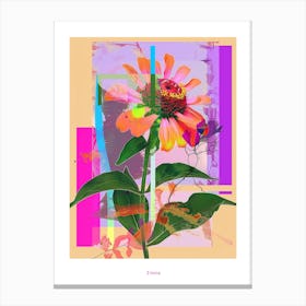 Zinnia 3 Neon Flower Collage Poster Canvas Print