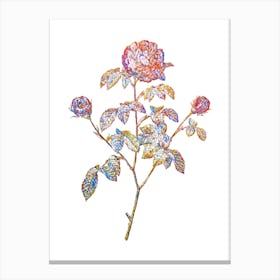 Stained Glass Agatha Rose in Bloom Mosaic Botanical Illustration on White n.0007 Canvas Print