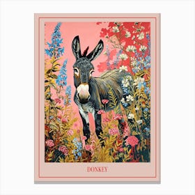 Floral Animal Painting Donkey 1 Poster Canvas Print