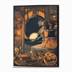 Witches And Pumpkins Canvas Print