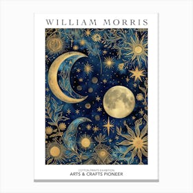 William Morris Print Moon Stars Celestial Poster Vintage Wall Art Textiles Art Vintage Poster Canvas Print