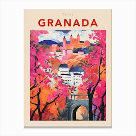 Granada Spain Fauvist Travel Poster Canvas Print