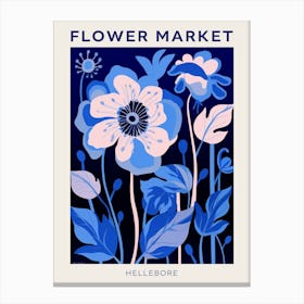Blue Flower Market Poster Hellebore 3 Canvas Print