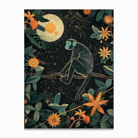 Monkey In The Moonlight Canvas Print