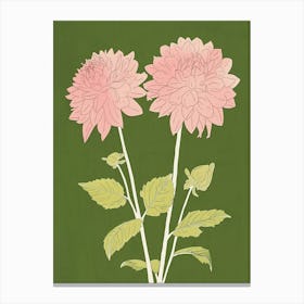 Pink & Green Dahlia 2 Canvas Print