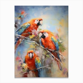 Parrots Abstract Expressionism 3 Canvas Print