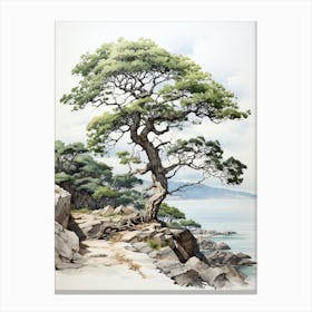 Ishigaki Island In Okinawa, Japanese Brush Painting, Ukiyo E, Minimal 2 Canvas Print