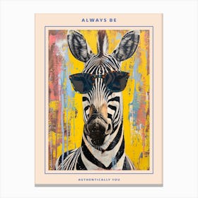 Kitsch Portrait Of A Zebra In Sunglasses 2 Poster Canvas Print