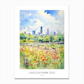 Lincoln Park Zoo 2 Chicago Watercolour Travel Poster Canvas Print