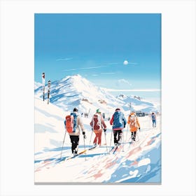 Verbier   Switzerland, Ski Resort Illustration 3 Canvas Print
