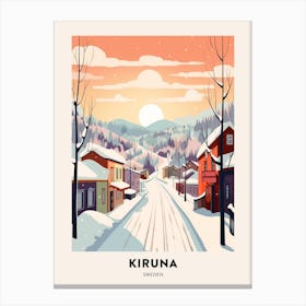 Vintage Winter Travel Poster Kiruna Sweden 1 Canvas Print