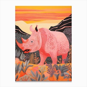 Pink Dotty Rhino Canvas Print