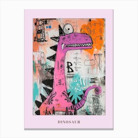 Pink Abstract Graffiti Style Dinosaur Poster Canvas Print