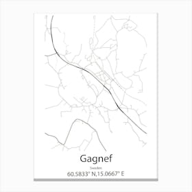 Gagnef,Sweden Minimalist Map Canvas Print