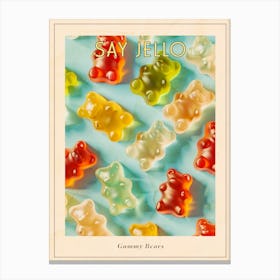 Retro Gummy Bears Candy Sweets Pattern 2 Poster Canvas Print