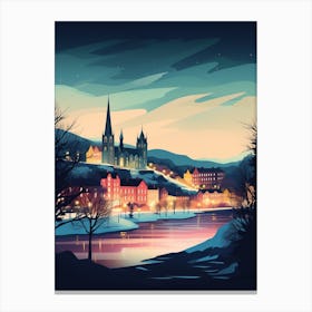 Winter Travel Night Illustration Inverness United Kingdom 2 Canvas Print